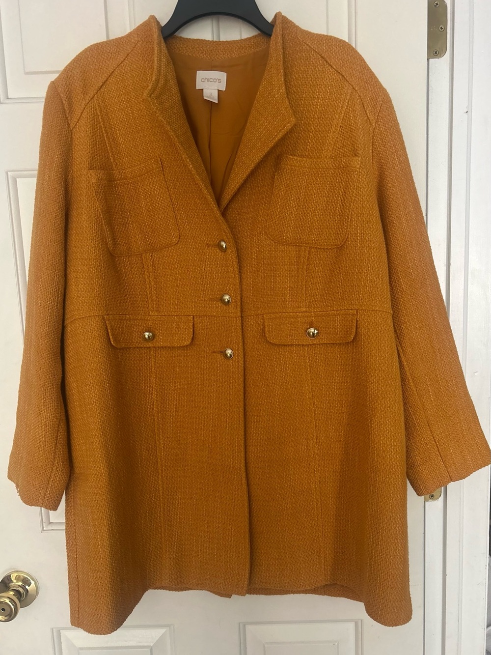 Chico's Textured Button-Down Coat. Size 3.